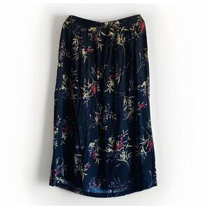 Sag Harbor Midi‎ Skirt Size 1X Black Floral Phoebe Buffay Whimsigoth Cottage